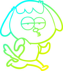 cold gradient line drawing cartoon bored dog