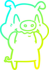 cold gradient line drawing nervous cartoon pig