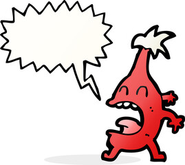 cartoon funny christmas creature with speech bubble