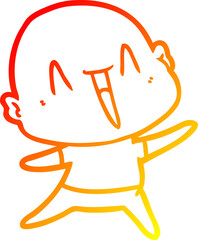 warm gradient line drawing happy cartoon bald man