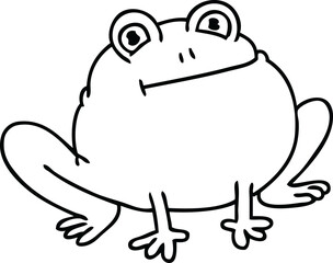 quirky line drawing cartoon frog