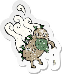 retro distressed sticker of a cartoon old potato