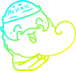 cold gradient line drawing happy bearded man