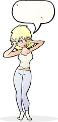 cartoon pretty woman with speech bubble