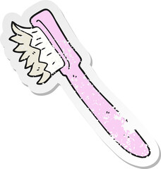 retro distressed sticker of a cartoon toothbrush