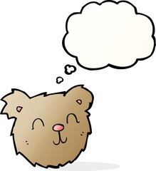 cartoon happy teddy bear face with thought bubble