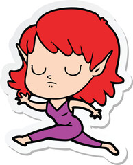 sticker of a cartoon elf girl