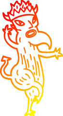 warm gradient line drawing cartoon devil