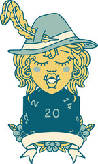 half orc bard with natural 20 dice roll illustration