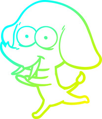 cold gradient line drawing happy cartoon elephant