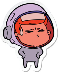 sticker of a cartoon stressed astronaut