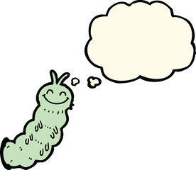 cartoon caterpillar with thought bubble