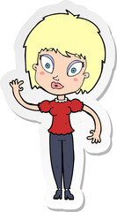 sticker of a cartoon pretty girl