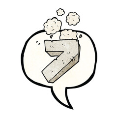 speech bubble textured cartoon stone number seven