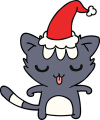 christmas cartoon of kawaii cat