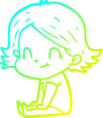 Fototapeta premium cold gradient line drawing cartoon friendly girl