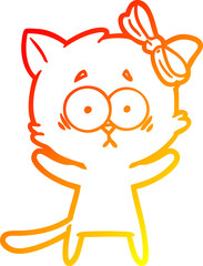 warm gradient line drawing cartoon cat