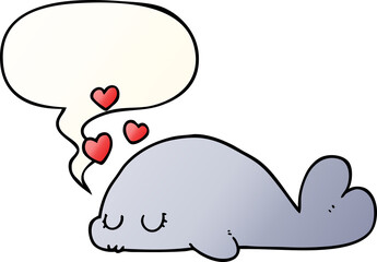 cute cartoon dolphin and speech bubble in smooth gradient style