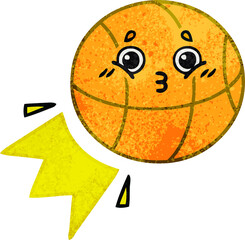 retro grunge texture cartoon basketball