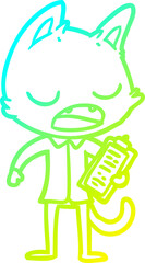 cold gradient line drawing talking cat boss