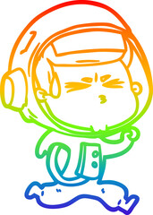 rainbow gradient line drawing cartoon stressed astronaut