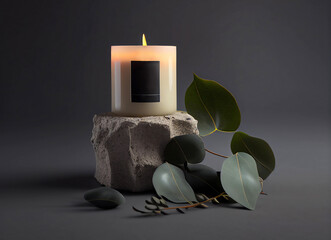 candle eucalyptus and stone realistic © Birch studio