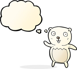 cartoon polar bear cub with thought bubble