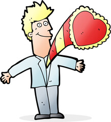 cartoon man with love heart