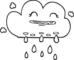 line drawing cartoon rain cloud