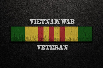 Vietnam Campaign Ribbon with text Vietnam War Veteran. Vietnam Veterans Day. General commemoration...