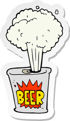 sticker of a cartoon beer can