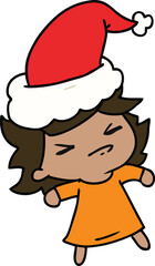 christmas cartoon of kawaii girl