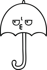 line drawing cartoon umbrella