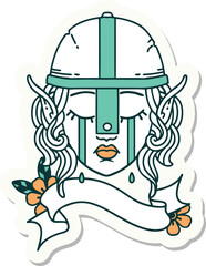 crying elf fighter character face sticker