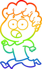 rainbow gradient line drawing cartoon man gasping in surprise
