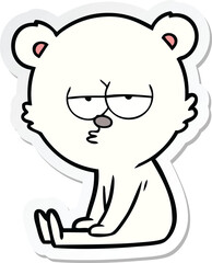 sticker of a bored polar bear cartoon sitting