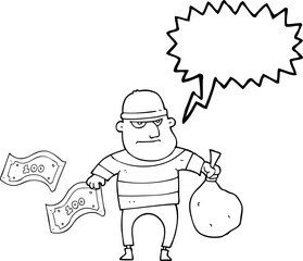 speech bubble cartoon bank robber