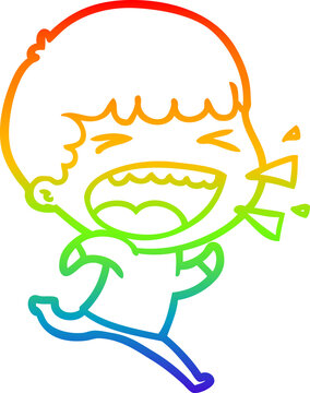 recommend clip art: rainbow gradient line drawing cartoon laughing man