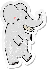 distressed sticker of a cartoon elephant