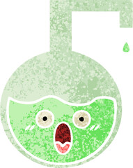 retro illustration style cartoon science experiment