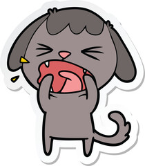 sticker of a cute cartoon dog barking