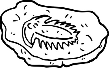 black and white cartoon ancient fossil