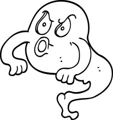 line drawing cartoon angry ghost