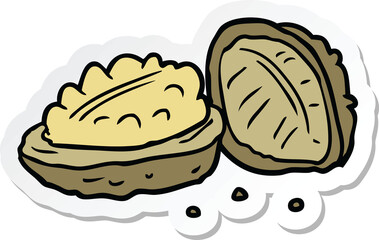 sticker of a cartoon walnuts