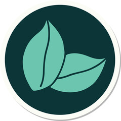 Fototapeta premium tattoo style sticker of leaves
