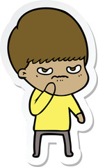 sticker of a angry cartoon boy