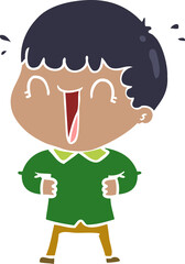 laughing flat color style cartoon man