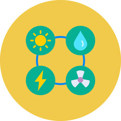 Energy Sources Multicolor Circle Flat Icon