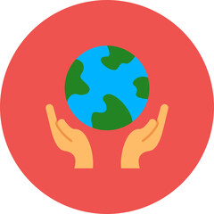 Earth Multicolor Circle Flat Icon