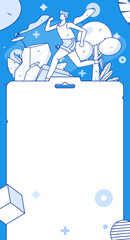 Vector internet operation hand-drawn illustration of people exercising and running healthy
